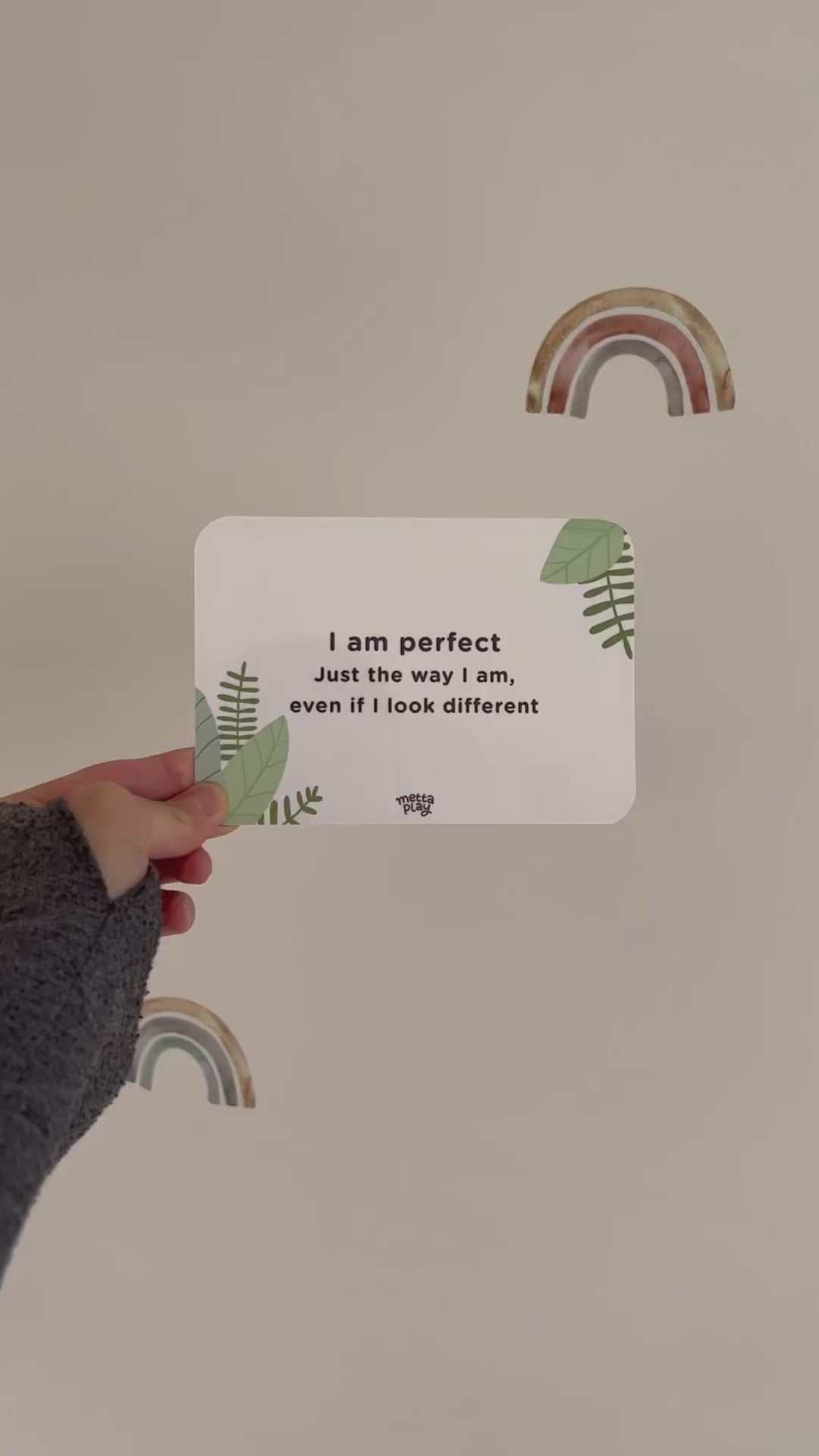 Video of bilingual Metta Play affirmation cards with three different kids speaking