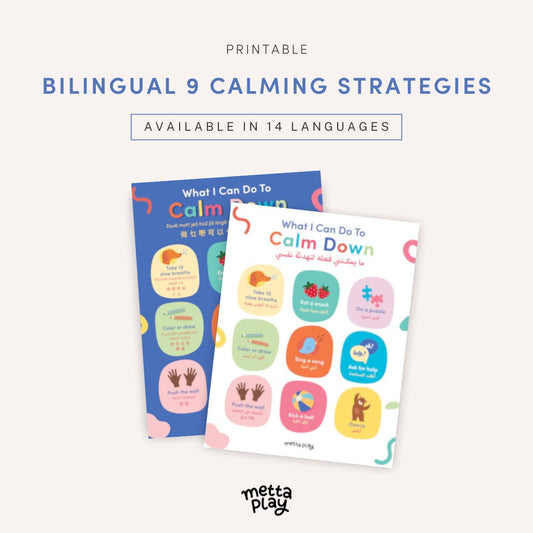 Bilingual 9 Calming Strategies (Small) Poster - Metta Play